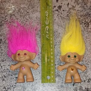 Troll Dolls with Pink and Yellow Hair